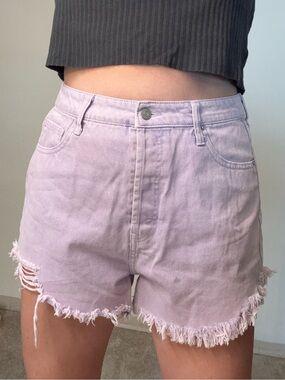 Wild Fable Highest Rise Lavender Purple Frayed Denim Cutoff Shorts